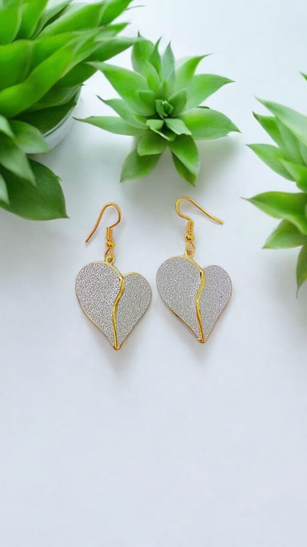 Gold and Silver Heart Earring