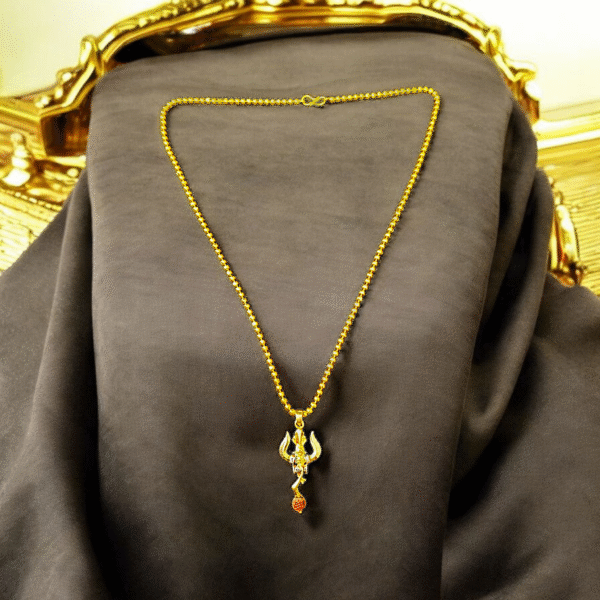 Lord Shiv Trishul With Golden Chain