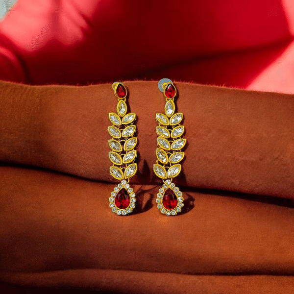 Diamond Red Stone Earring